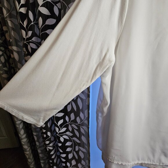 Easywear by Chico's Women's Flowy White Blouse Size 2 (Large/12) - Callout - Picture 3 of 10